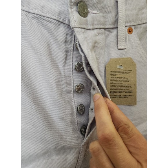 Levi's 501 Cotton High-Rise Denim Shorts Womens 31 Lilac Purple Raw Hem NEW - Picture 6 of 11